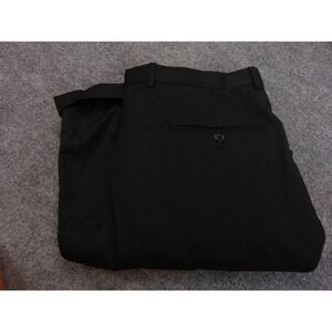 Hickey Freeman Dress Pants Mens Large 34x30 Black Solid Pleated Cuffed Formal